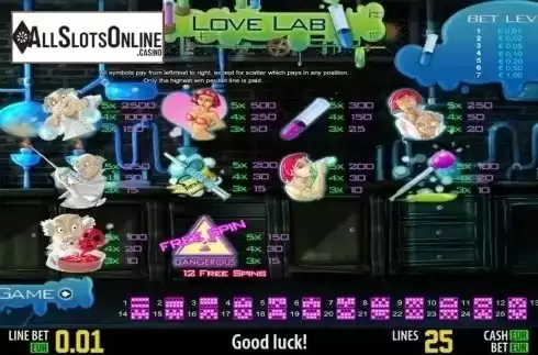 Paytable 1. Love Lab HD from World Match