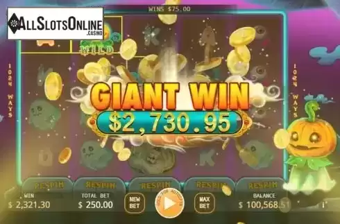 Big win screen. Pumpkin Win from KA Gaming