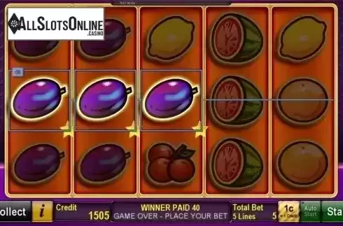 Win Screen. Pure Fruits from Novomatic