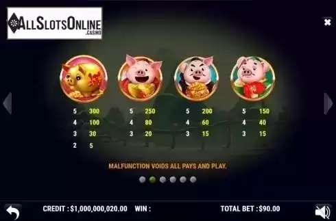 Paytable 2. Piggy Chase from Slot Factory