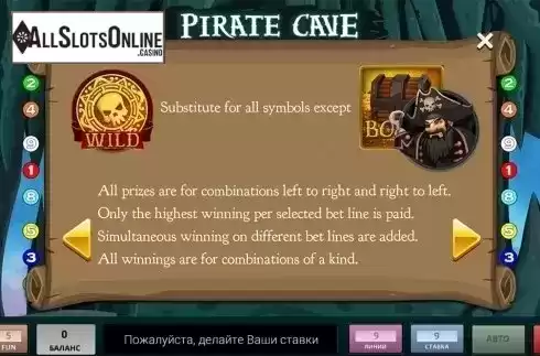 Paytable 2. Pirate Cave from InBet Games