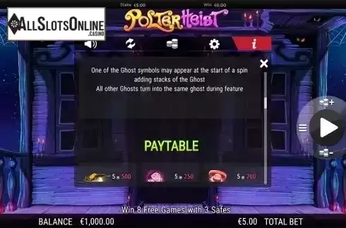 Paytable 4. Polterheist from NextGen