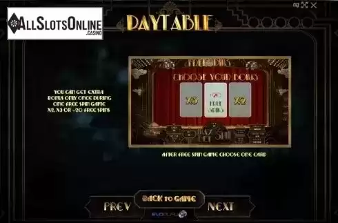 Paytable 4. Prohibition from Evoplay Entertainment