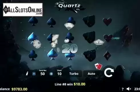 Win screen 2. Quartz SiO2 from Lady Luck Games