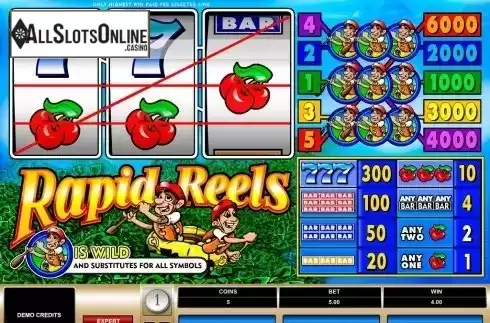 Win screen. Rapid Reels from Microgaming