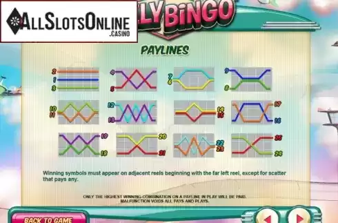Paytable 2. Reely Bingo from Leander Games