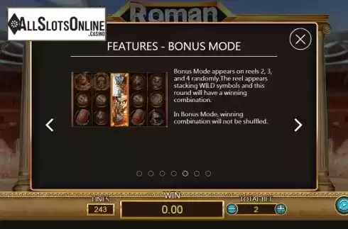 Bonus mode screen
