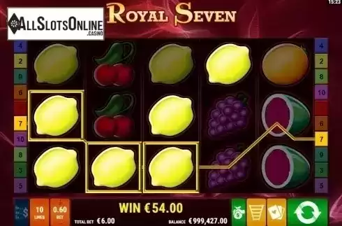 Win Screen . Royal Seven from Gamomat