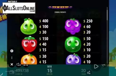 Paytable screen. Star Frenzy from Zeus Play