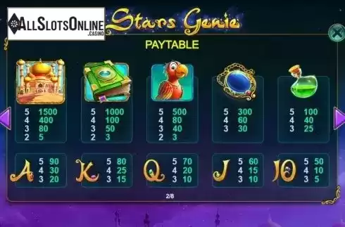 Paytable. Stars Genie from The Stars Group