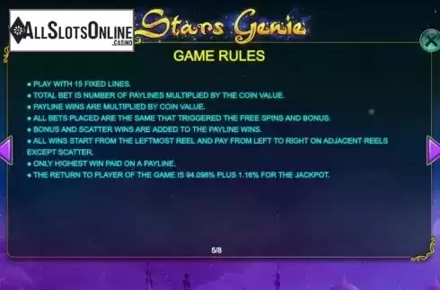 Game Rules. Stars Genie from The Stars Group