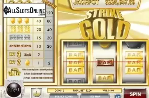 Win Screen . Strike Gold from Rival Gaming