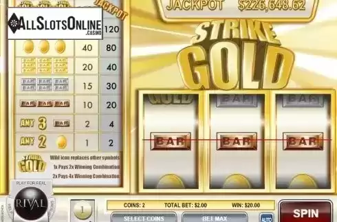 Win Screen 2. Strike Gold from Rival Gaming