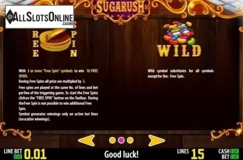 Paytable 2. Sugarush HD from World Match