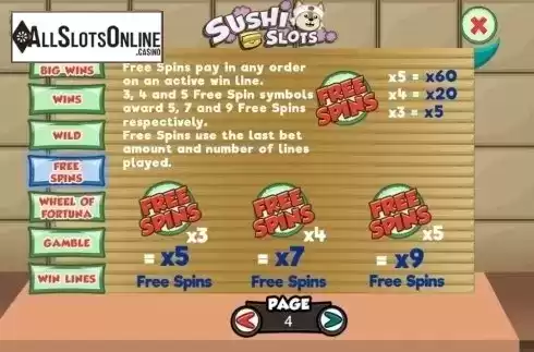 Features 2. Sushi Slots from Slot Factory