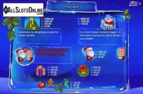 Paytable 1. Santa's Kiss from Booming Games