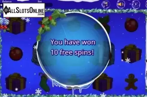 Free Spins Win Screen. Santa's Kiss from Booming Games