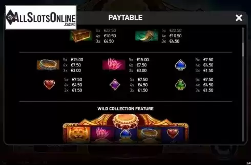 Paytable 2. Savage Lion from Ruby Play