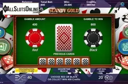 Gamble game screen. Scandy Gold from DLV