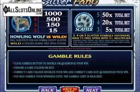 Screen2. Silver Fang from Microgaming