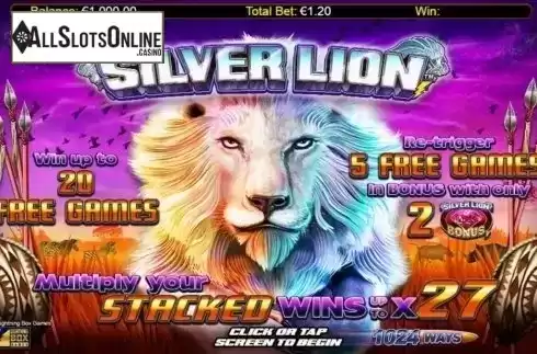 Intro screen. Silver Lion from Lightning Box
