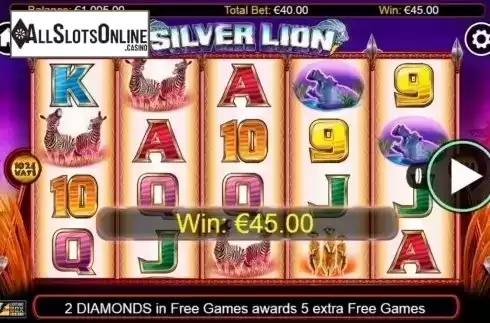 Win screen. Silver Lion from Lightning Box