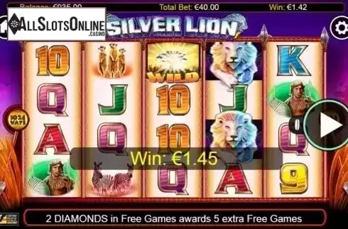 Wild Win screen. Silver Lion from Lightning Box