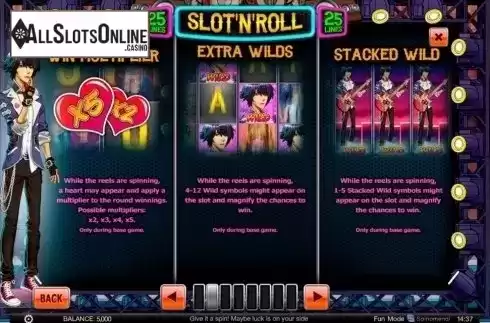 Paytable 2. Slot 'N' Roll from Spinomenal
