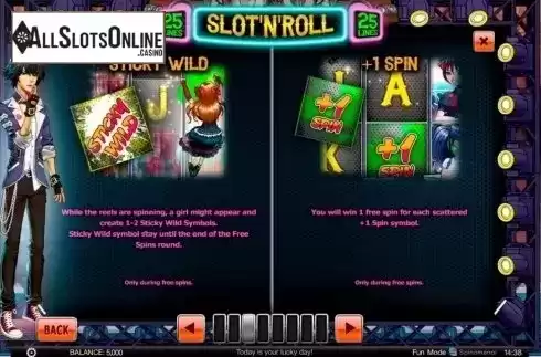 Paytable 3. Slot 'N' Roll from Spinomenal