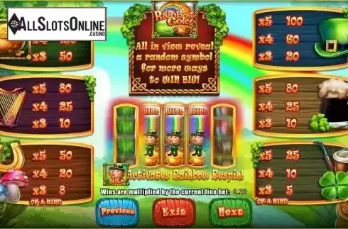 Paytable 1. Slots O'Gold from Blueprint