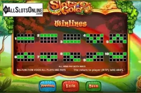 Paytable 2. Slots O'Gold from Blueprint