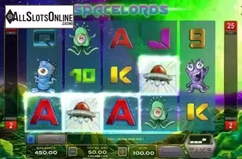Win Screen. Space Lords from Xplosive Slots Group