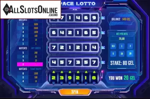 Win Screen. Space Lotto from Smartsoft Gaming