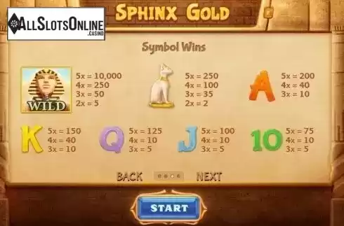 Screen2. Sphinx Gold from Cayetano Gaming