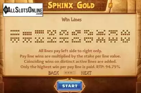 Screen3. Sphinx Gold from Cayetano Gaming