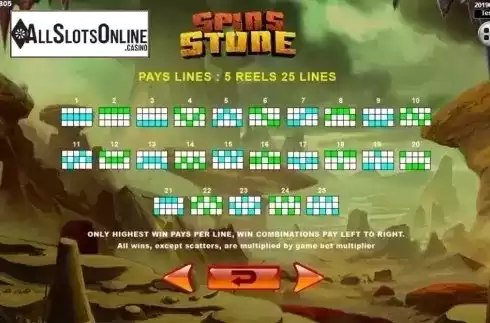 Paylines. Spins Stone from Spadegaming