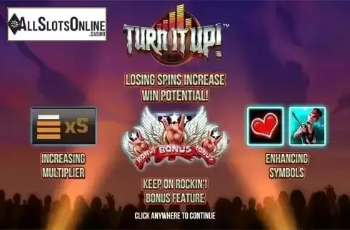 Intro screen. Turn It UP! from Push Gaming