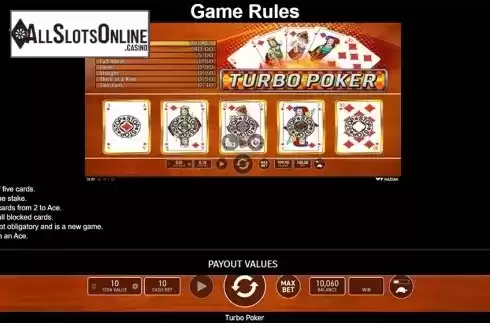 Paytable . Turbo Poker from Wazdan