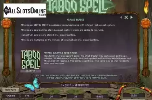 Screen2. Taboo Spell from Microgaming