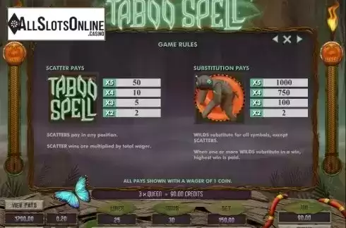 Screen3. Taboo Spell from Microgaming