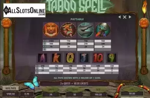 Screen4. Taboo Spell from Microgaming