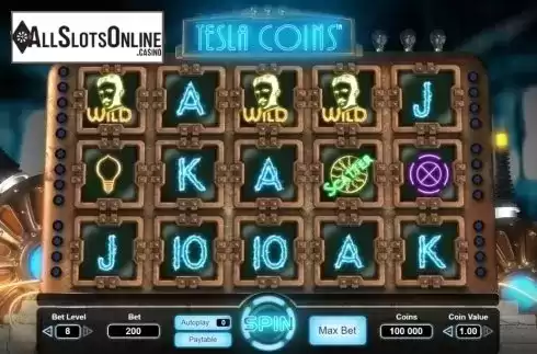 Game Workflow screen. Tesla Coins from Gameway