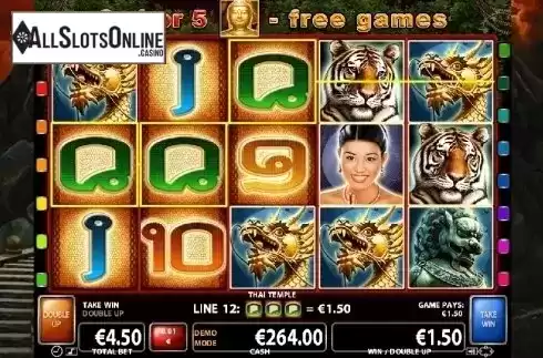 Win Screen . Thai Temple from Casino Technology