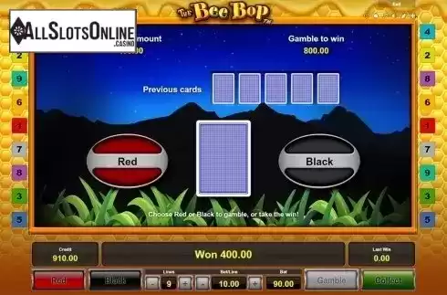 Gamble screen. The Bee Bop from Novomatic
