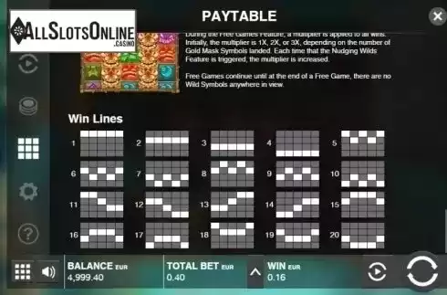 Paytable 4. Tiki Tumble from Push Gaming