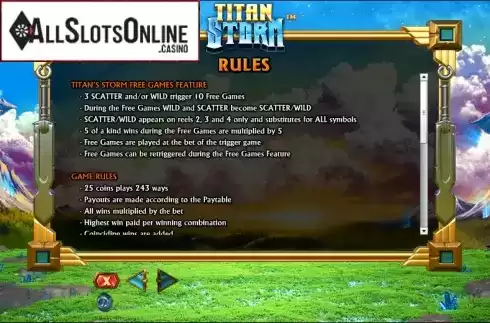 Paytable 3. Titan Storm from NextGen