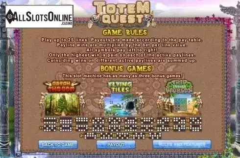 Paytable 2. Totem Quest from GamesOS