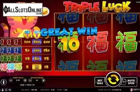 Win screen. Triple Luck from TOP TREND GAMING