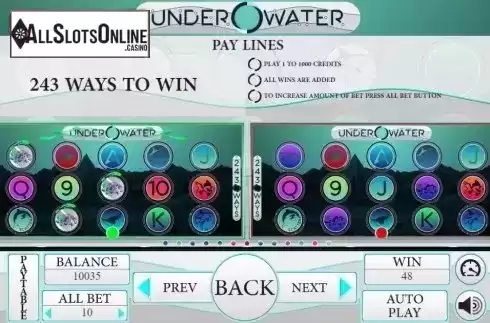 Paytable 3. Under Water from BetConstruct