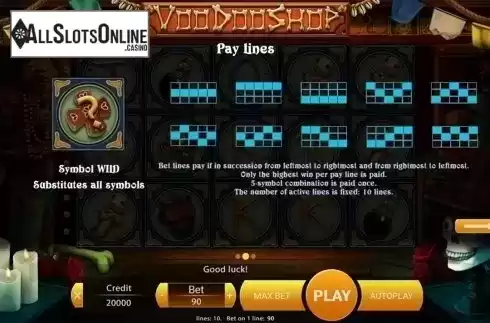 Paytable 2. Voodoo Shop from X Play